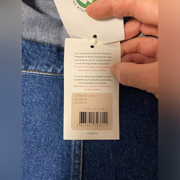 NWT Sézane Alexei Denim Shortalls Romper, size 2 / 34 - Picture 10 of 11